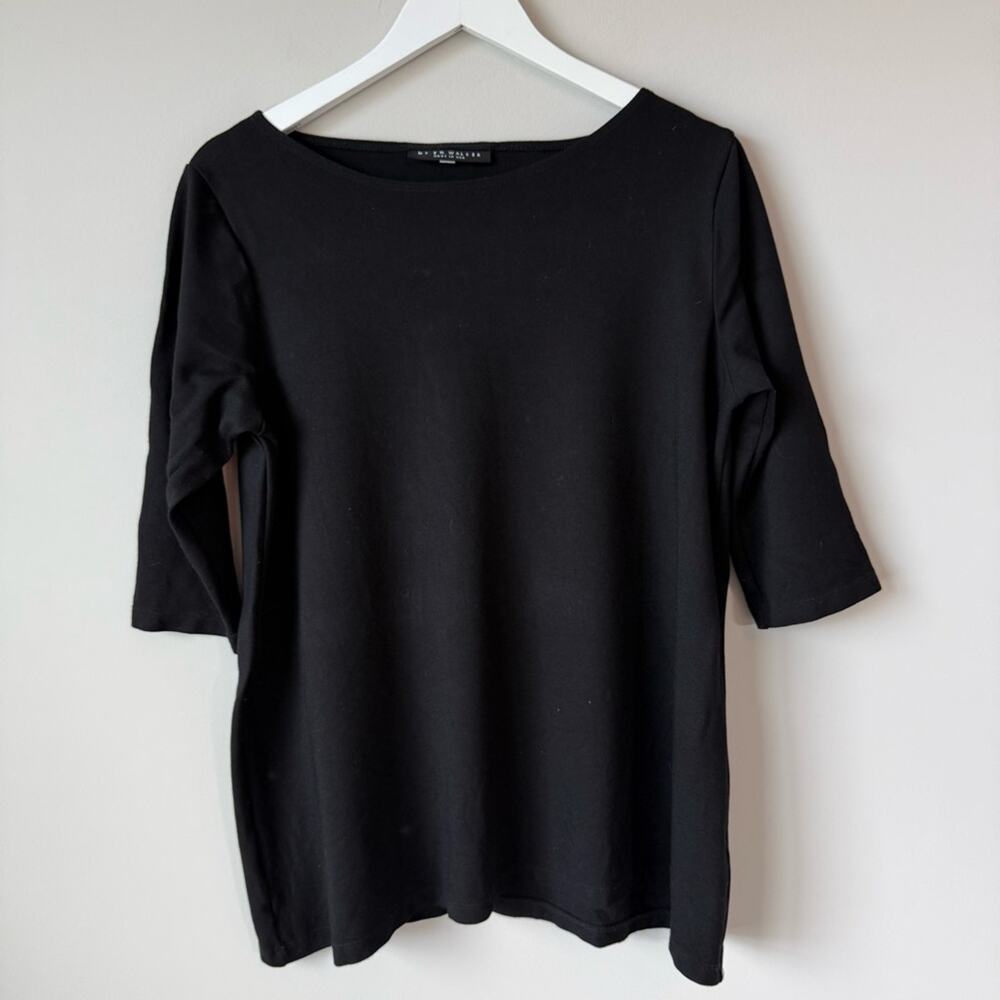 Bryn Walker | Piera Ponti Black Modal Casual Knit Tunic Top Size Medium